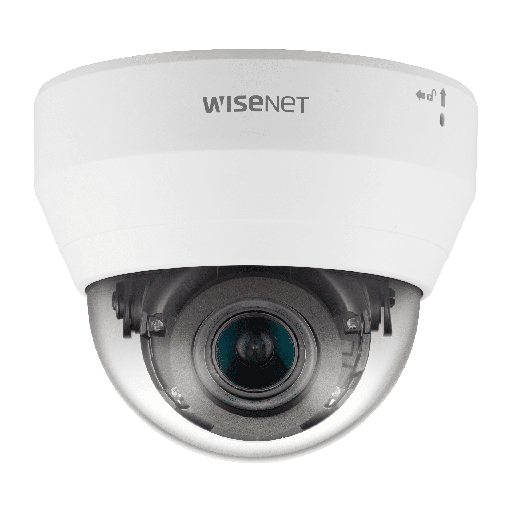 Cámara IP tipo domo 2 megapíxeles (1920 x 1080) lente gran angular varifocal de 3,2 ~ 10 mm alcance IR 20 metros marca Hanwha modelo QND-6082R1 